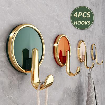 4 Stück selbstklebende, runde Wandhaken, wasserdichte Handtuchhaken für Badezimmer, Dusche, Heimorganisation für luxuriöses Design, starker Halt