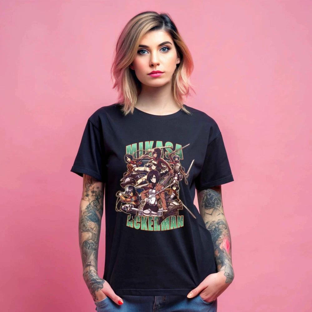 Anime Attack On Titan Mikasa Eren And Mikasa Black T Shirt S