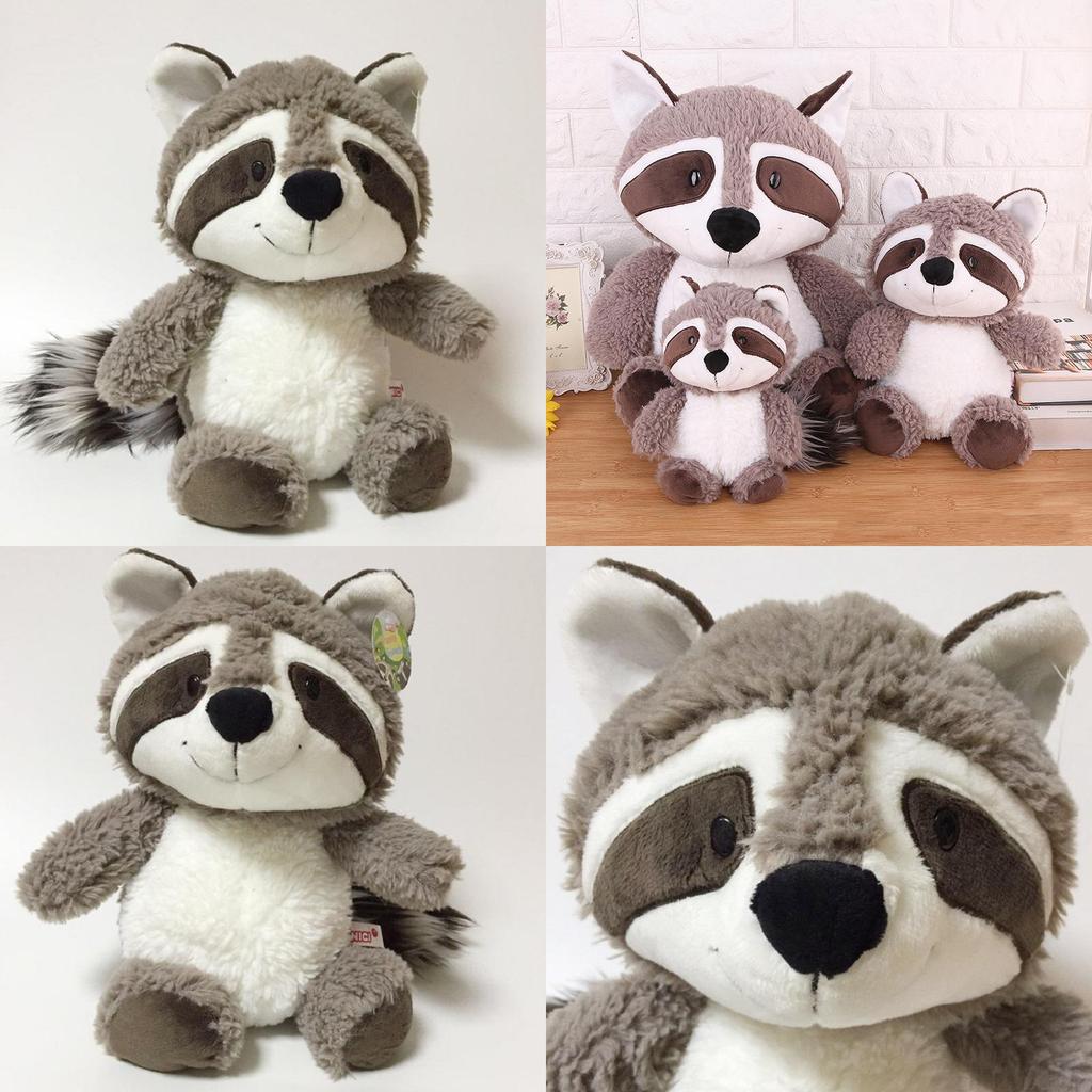 Adorable Big Tail Gray Raccoon Plush Doll Soft Stuffed Animal For Childrens Gift