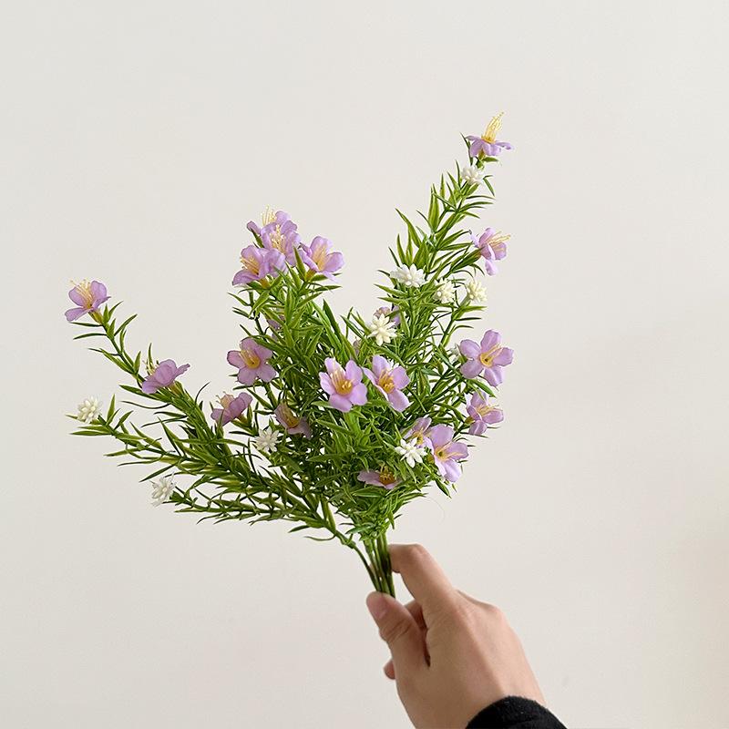7 Fork Artificial Flower Water Plants Jasmine Wild Chrysanthemum Fake Flower Arrangement with Grass Home Outdoor Wedding Decor