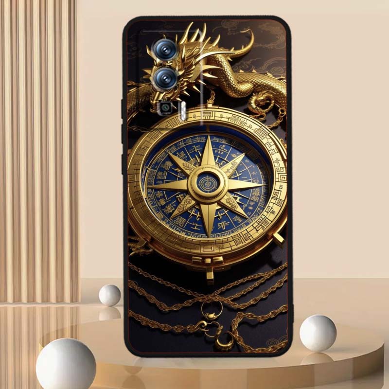 Vintage compass illustration Phone Case For Xiaomi Redmi 12 13C 12C 13 10C 9T A2 9A 9C 7A Note 10S 8T 10 9 8 Pro 4G 5G Black