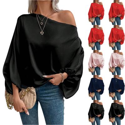 Μοντέρνα Γυναικεία Μπλούζα Off-shoulder, Φαρδύ Ασύμμετρο Top