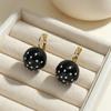 Black White Polka Dot Ball Acrylic Clip Earrings Fashion Women Ear Jewelry