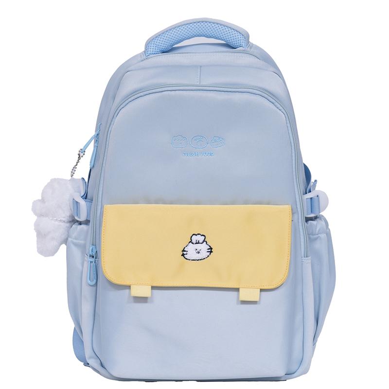 

Cartoon Embroidered Backpack Student Commuter Schoolbag Women s Lightweight Large Capacity Backpack синій