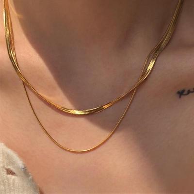 Collana alla moda a doppia catena snake e lama per donna