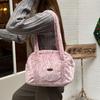 Gentle Light Color Leopard Print Plush Women's Shoulder Bags Lovely Large Capacity Ladies Handbag Casual Female Underarm Bags