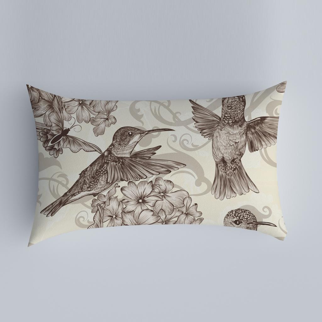 Bedroom Living Room Sofa Home Pillowcase Car Back Pillowcase Chinese Pillowcase Flower and Bird Pattern Cushion Cover