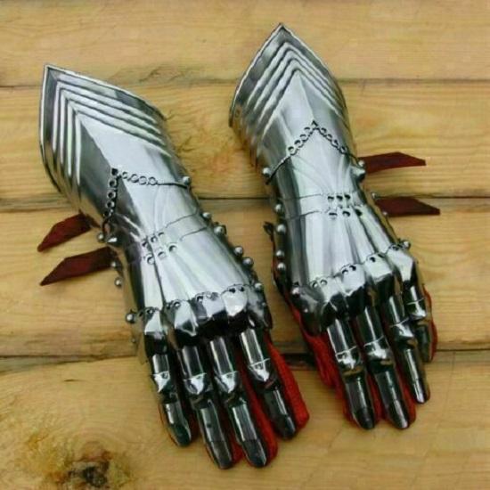 Armor Medieval Steel Gauntlets Late Gothic Knight Finger Gloves SCA LARP Gift