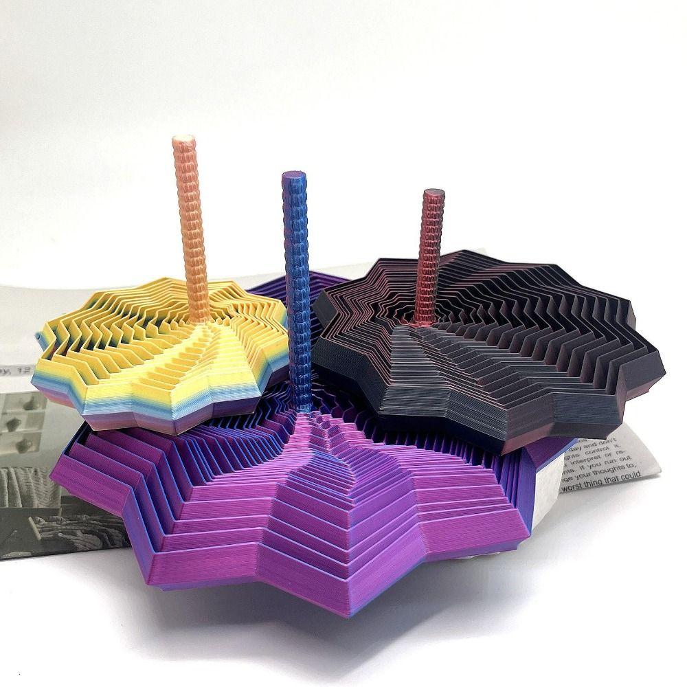 Visual Illusion Fractal Fidget Star Model 3D Printing Whirling Spiral Ornaments  Office/School
