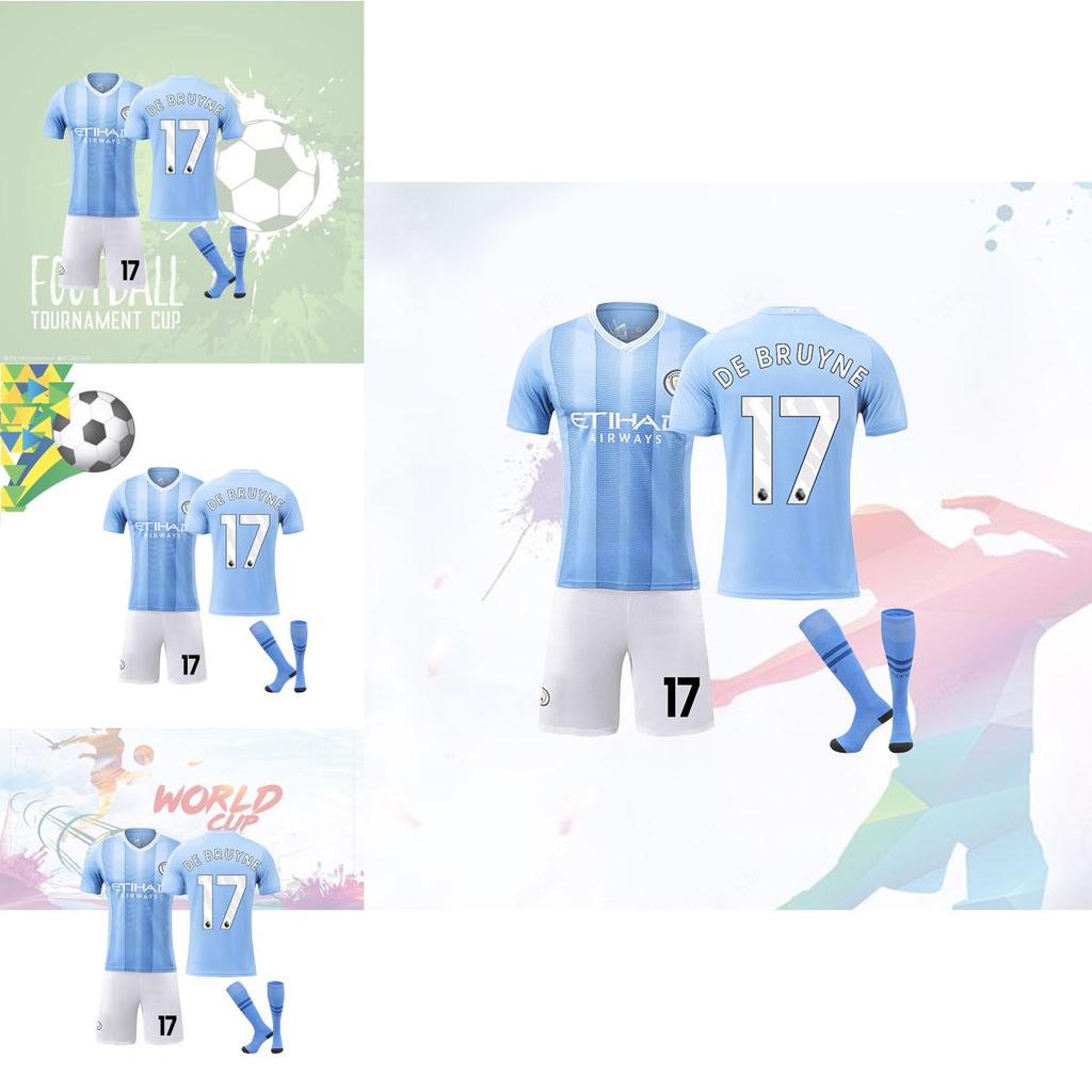 Authentic Manchester City Home Jersey Harland 9 De Bruyne 17 Adult Kids Set