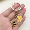 Keychain Pendant Decorative Bee Shape Keychain with Rhinestones Dripping Oil Compact Lightweight Versatile Backpack Accessory