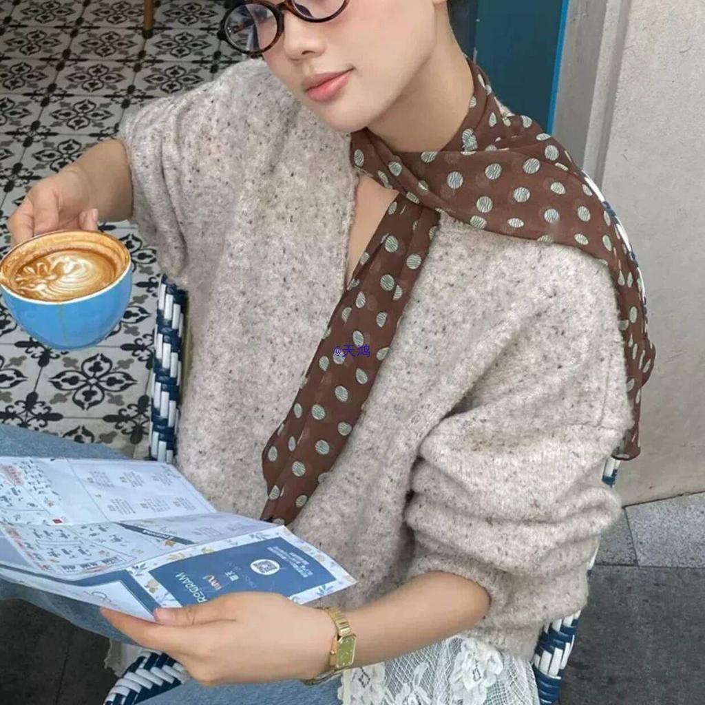 Korean Polka Dot Multifunctional Scarf Tie Hairband Accessory