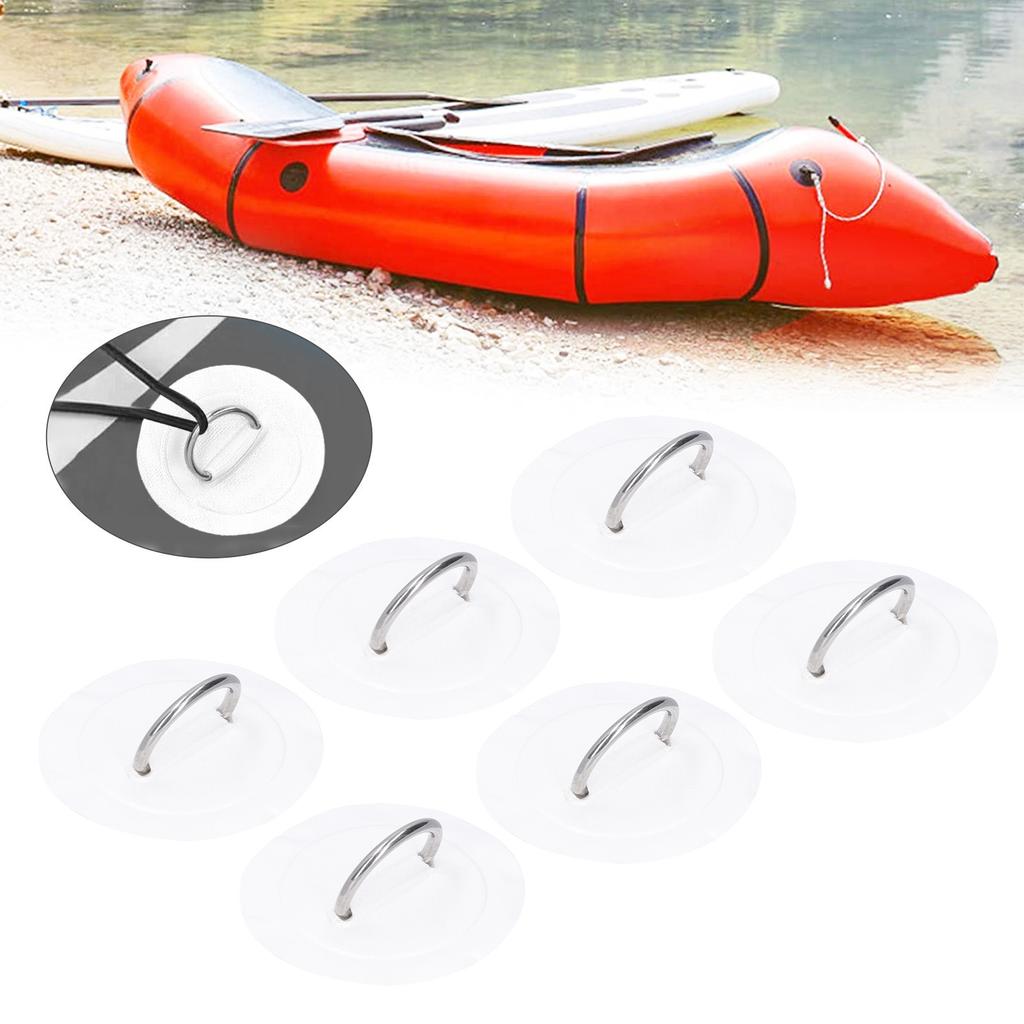 6pcs Inflatable Boat Kayak D Pad Patch Marine Fixed Buckle with Elastic Bungee Cord(Black )