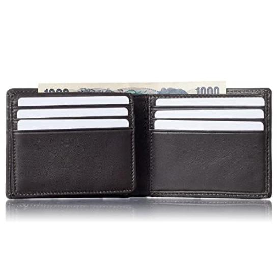Carteira Bifold de Couro de Cordeiro Italiana com 12 Slots para Cartão, Licença, Sem Porta-Moedas, Embalada para Presente [VOICE] Couro, Ultra-Leve, 90g, 1,5cm de Espessura, Slots Masculinos, Para Motorista
