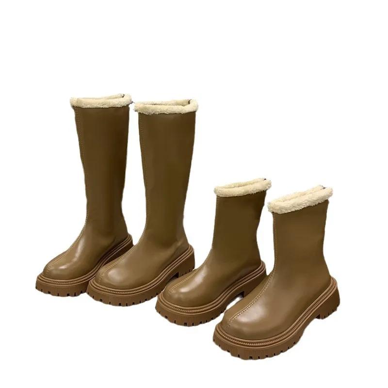 2024 Retro Western Cowboy Boots Chunky Heel Round Head Fashion Boots Thick Bottom Warm Snow Botas Versatile Women Shoes Gothic