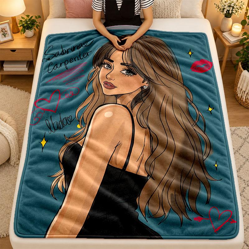 Flannel BlanketSabrina Carpenter Warm Soft Throw Blanket for Indoor Sofa Bed Living Room Use