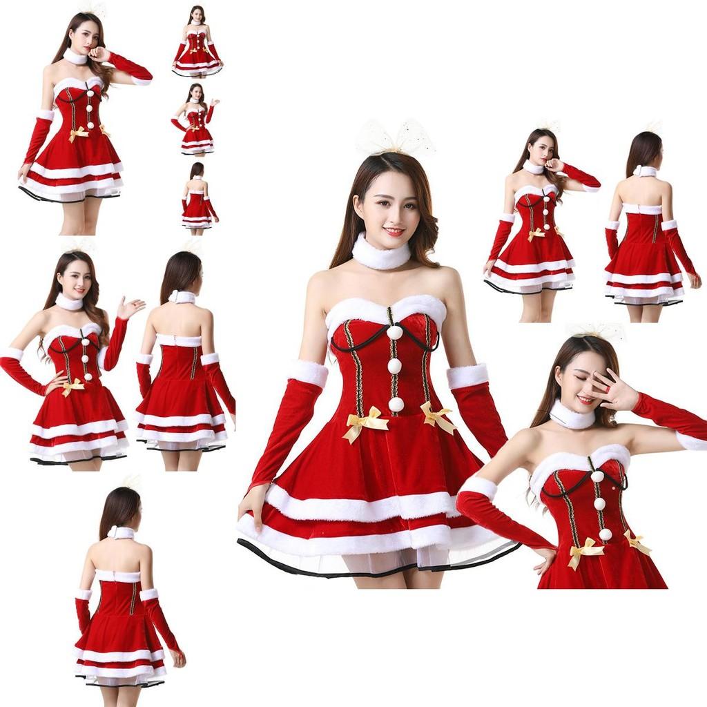 Ladies Adult Santa Red Off Shoulder Dress Soft And Comfortable