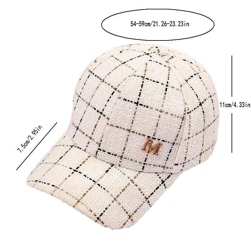 Baseball Cap Black Elegant Dad Hat Lightweight Adjustable Sun Hat For Women Female Metal M Patch All-Match Trendy For Daily