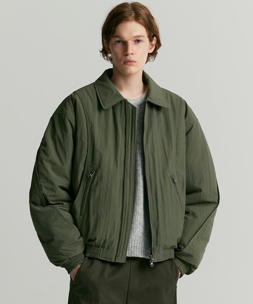Costume O’Clock Curved Two-Way Bomber Padded Jumper Khaki Coosjp045Khaki