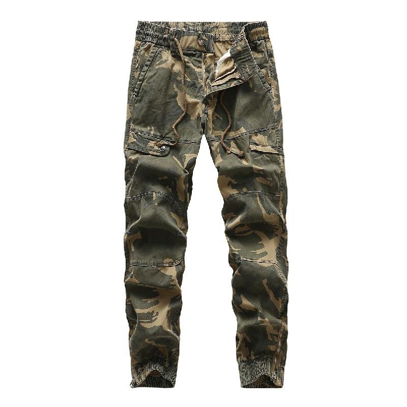 Camouflage overalls men's autumn and winter retro pure cotton old leggings washed military training four-season men's pants