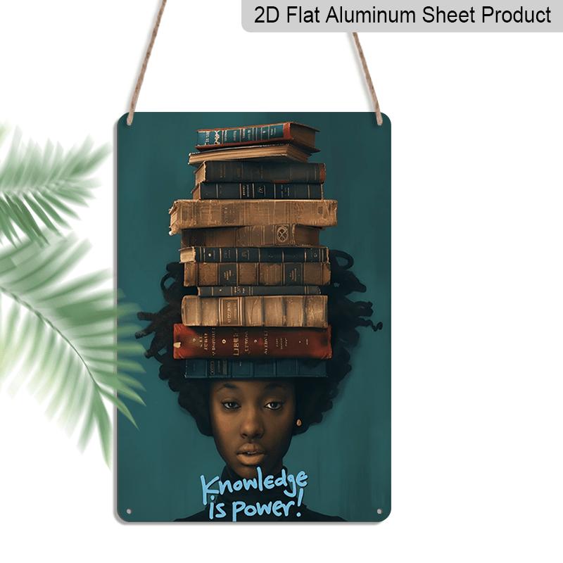 2D Flat, 1pc Vintage  Knowledge Is Power  Book Stack Aluminium Sign - 8 x12  Rustic Literary & Inspirational Decor, Book Lover Wall Art, Perfect Gift 20*30cm