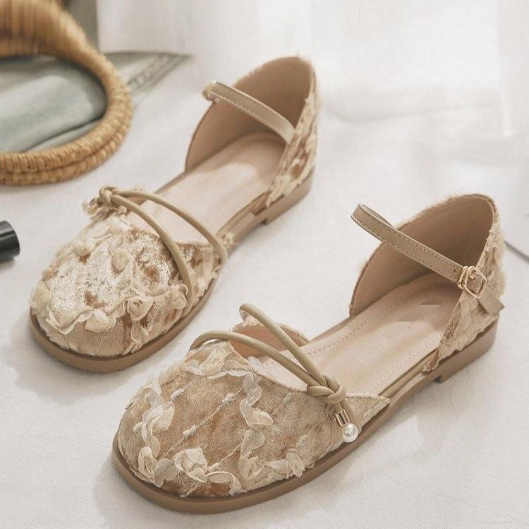 

New Style Shoes - Retro Flat-front Slip-on Women s Single Shoes 37 абрикосовий