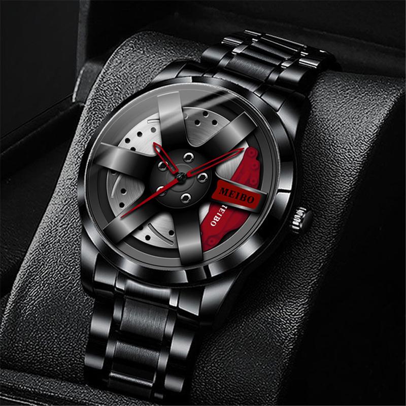 New Arrival Fashion Watches Alloy Watch Band Black Round Stainless Steel Quartz Wrist Watch for Male Wristwatch
