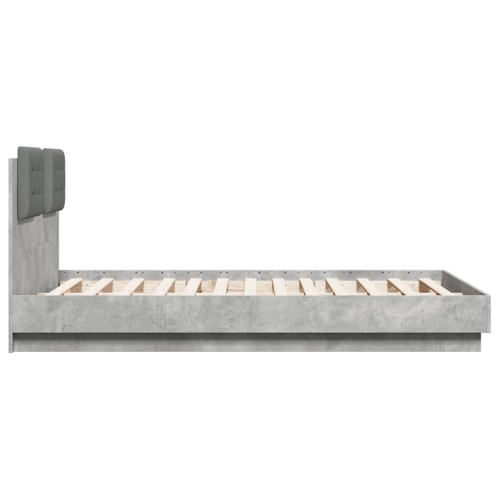 Bed Frame with Headboard Concrete Grey 120 X 190 Cm Engineered Wood