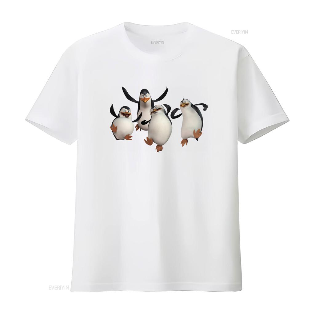 Maglietta Carina dei Pinguini del Madagascar 2 per Bambini Cotone Morbido moda Lavata Vintage Comoda Casual Unisex Elasticizzata alla Moda