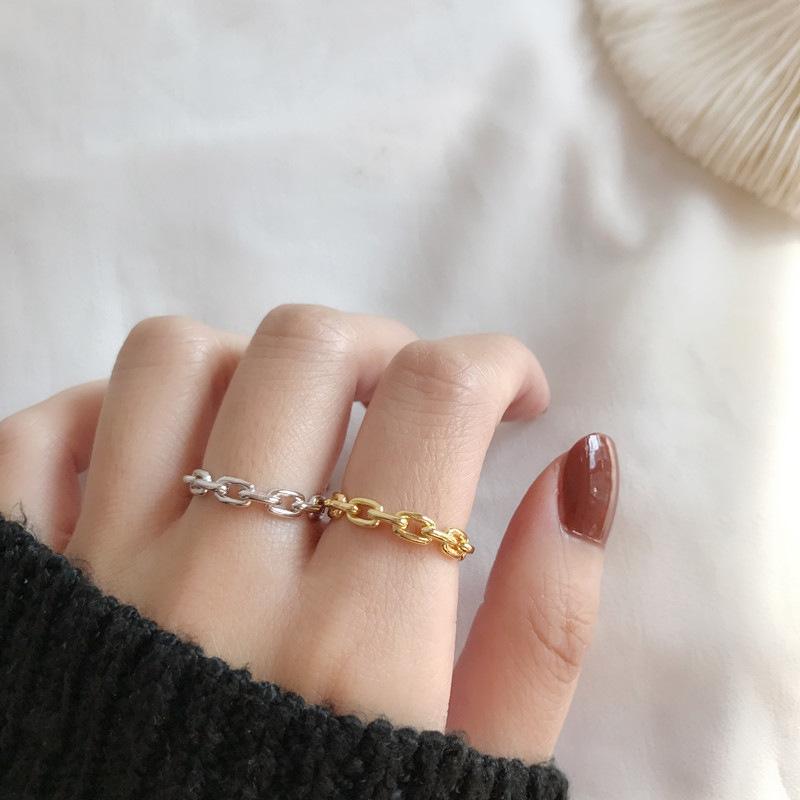 CARLIDANA Elegant Ladies 18K Solid Gold Minimalist Chain Finger Charm Rings Stainless Steel Stylish Gold Plated Celebration