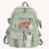 College Student Rucksack Fashion School Backpack Nylon with Plush Pendant Pin Kawaii Large Capacity Japanese Style for Vacations