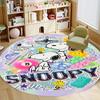 Kawaii Snoopy Round Rug Cute Cartoon Printed Circular Carpet Anti-Slip Floor Mat for Kids Room Nursery Decor