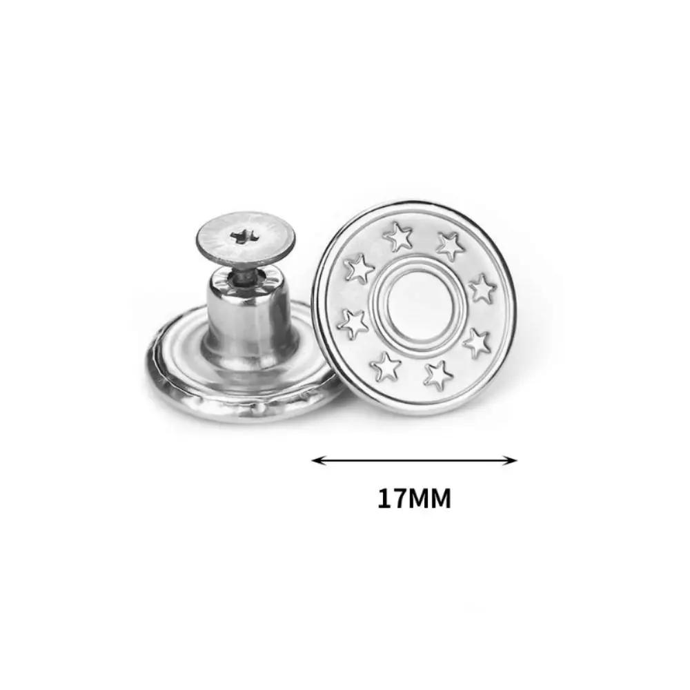 10PCS/Pack 17mm Jeans Waist Buttons Adjustable Nail Free Waist Extenders Buttons Detachable Clothing Buckle with Screwdriver