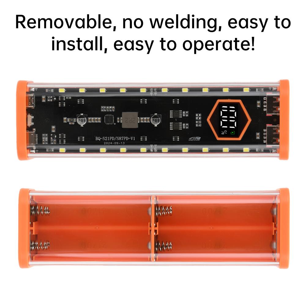 8*21700 Battery Case 22.5W Fast Charging DIY Battery Storage Box Solder-Free Power Bank Housing PD+ Flash Charge+ Fast Charge