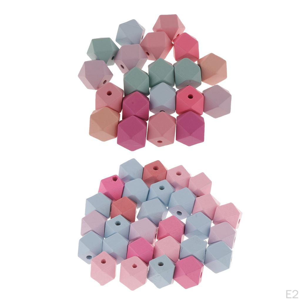 Dyed Faceted Wooden Beads Geometric Bead Accessories 2 Sizes -