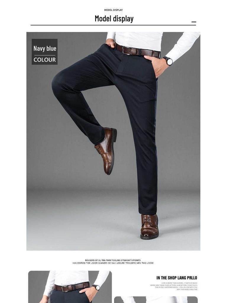 Men's Lambswool Fleece-Lined Straight-Leg Dress Pants for Autumn/Winter
