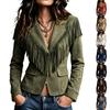 Damen Retro Jacke mit Besatz, Reverskragen, Langarm, Farbiger Mantel