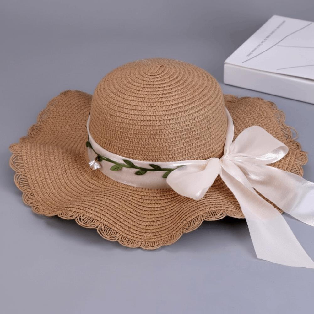 Wide Brim Bow Straw Hat Boho Sun Protection Cap Comfortable To Wear Women's Sun Hat  Beach