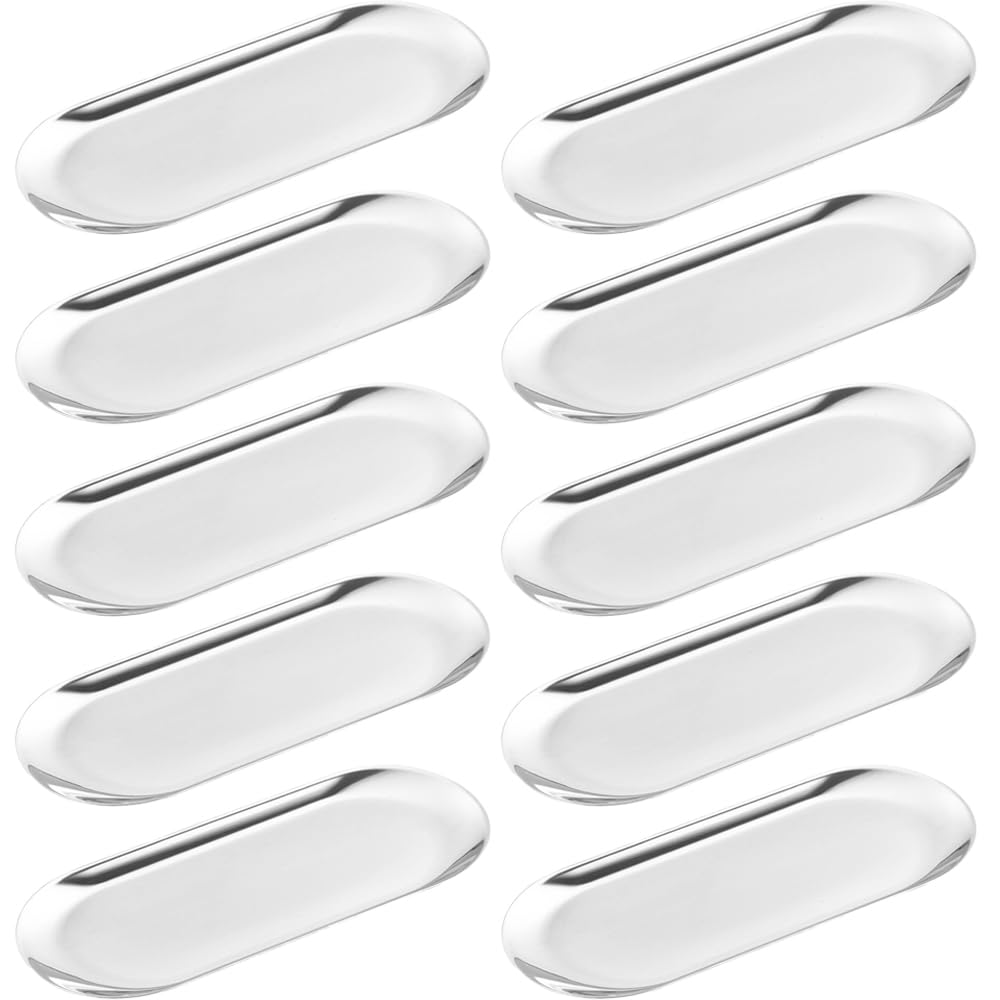 

HIRAISM Cash Tray / Hand Towel Tray for Guests, Restaurants, Hotels, Commercial Use, Silver (Set of 10)