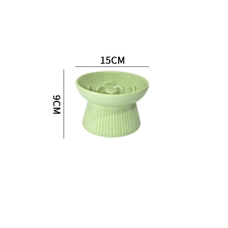 Ceramic Tall Footed Slow Eating To Prevent Choking Pet Bowls, Anti Overturning Oblique Mouth, Neck Protection, Dog Cat Bowl, 1Pc