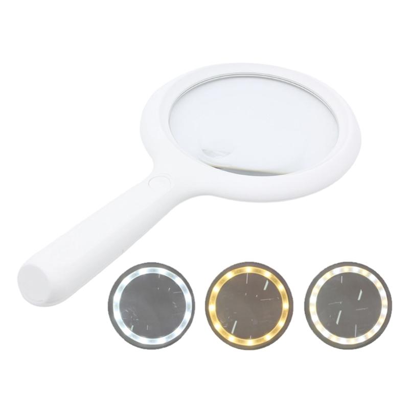 Adjustable Double Light Magnifying Glass With Comfortable Grip Nonslip Handle Enhancing Acrylic Lens For Detailed Inspection Hobbies Close Work