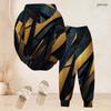 Women Plus Size Beige Grey Printed Two Piece Set Hooded Long Sleeve Top And Cuffed Pants