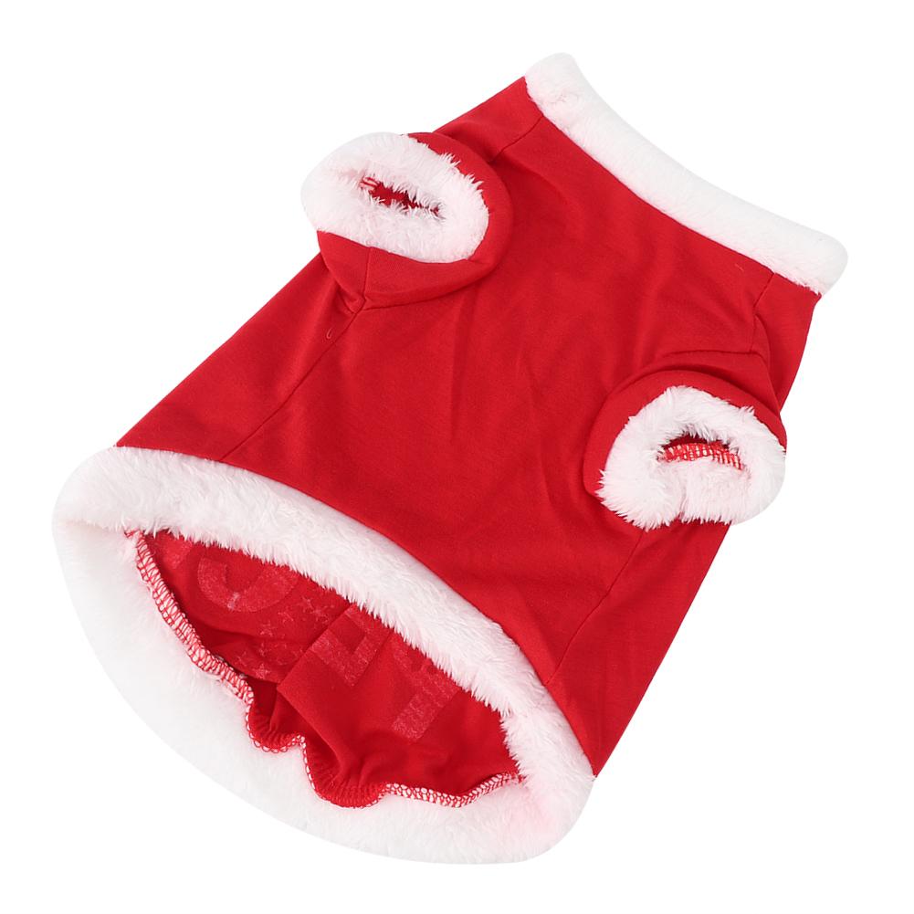 Red Plush LOVE Pattern Costume Pet Christmas Dress Holiday Party Clothing Clothes for Dogs Cats