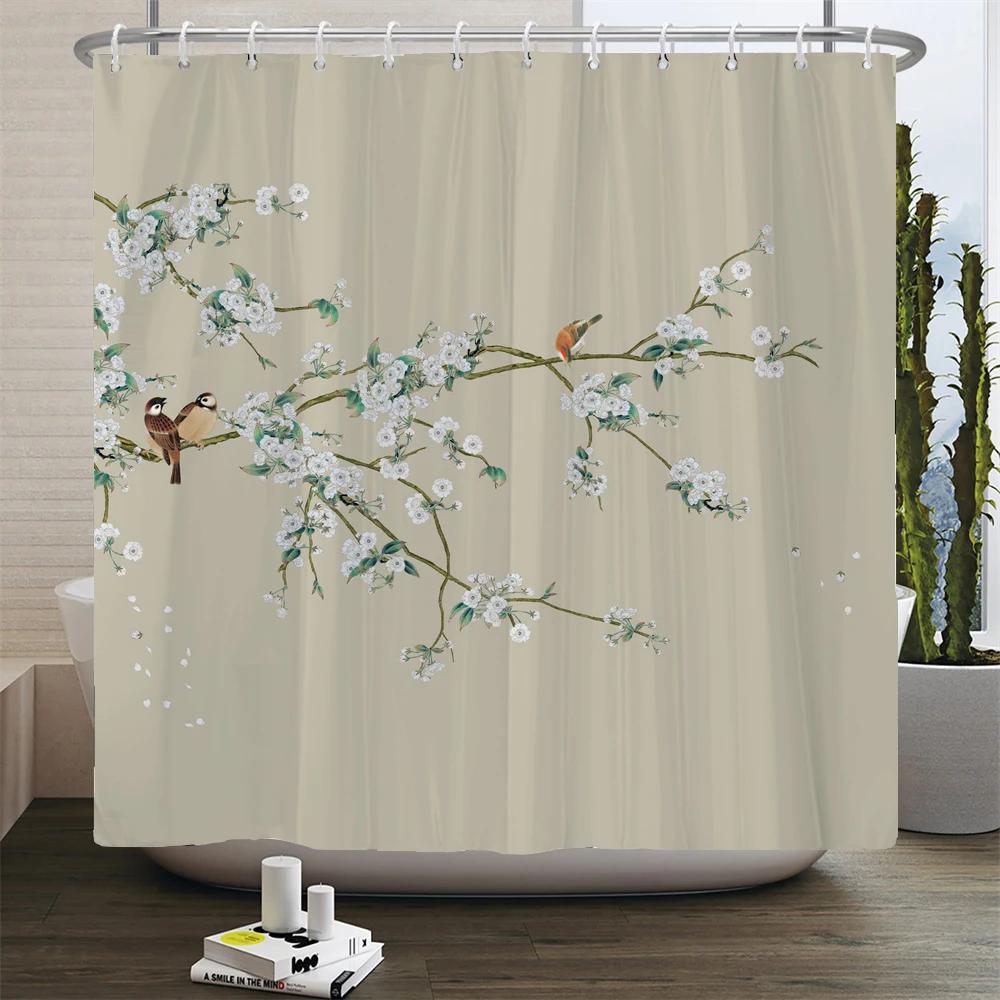 

Tropical Green plant Trees Waterproof Shower Curtains Polyester Fabric with 12 Hooks Bath Curtain Home Decor Bathroom Curtains W90xH180cm