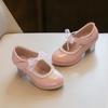 2026 Korean Style Girls' Bow Princess High Heels - Dance Performance Leather Shoes for Kids