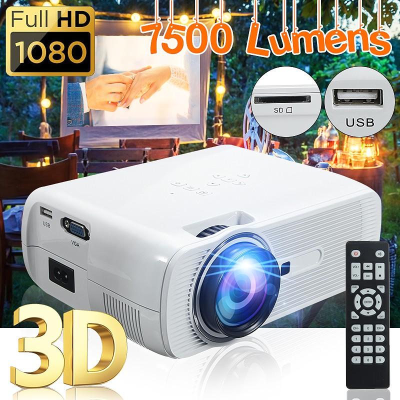Mini 2500 Lumens LED Projector Cinema Theater 3D Home 1080P FHD HDMI USB AV/VGA Portable Multimedia