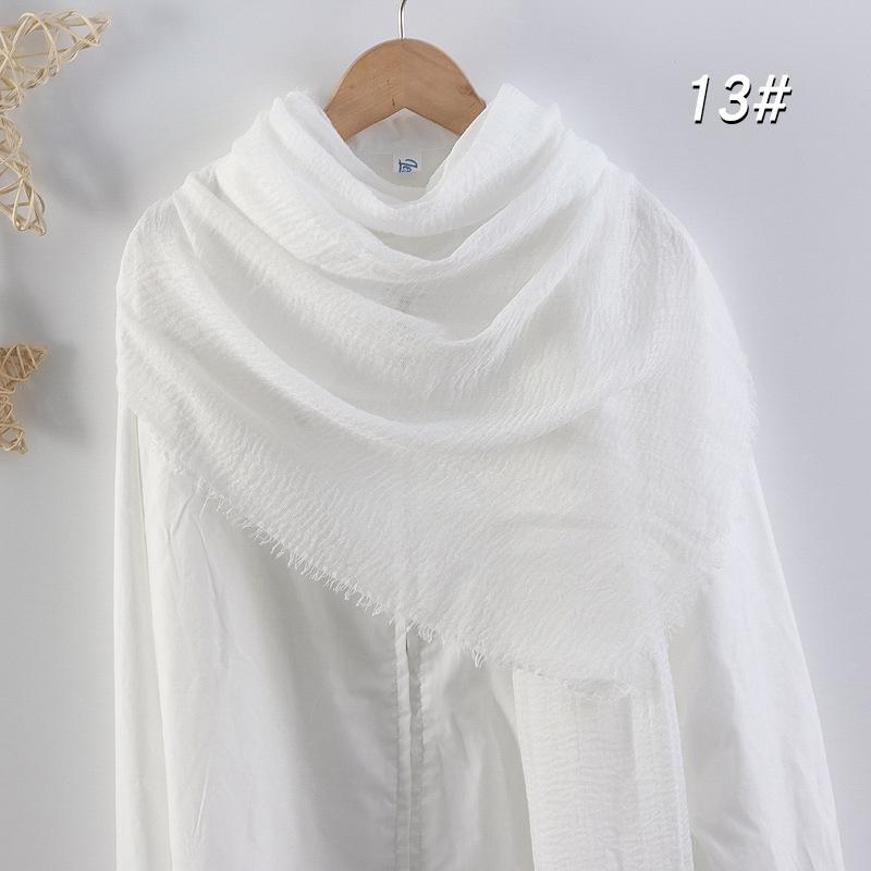 Women's Cotton Linen Silk Scarf - All-Season, Solid Color, Versatile Head and Sunshade Wrap