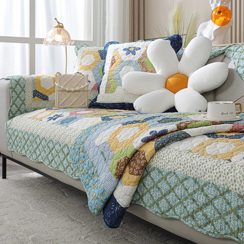Sofa Kissen Rutschfest Einfach und Universell Ganzbaumwollkissen Sommer Leder Sofa Überwurf Tuch Handtuch