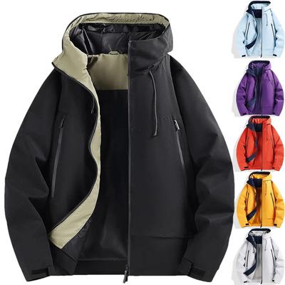 Men's Casual Sports Jacket Waterproof Lightweight Hooded  Hiking Golf Raincoats With  Pockets