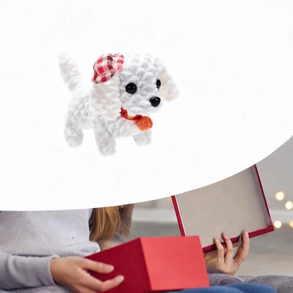 Electric Plush Dog Toy Cute Soft Hat for Festival Holiday Girls Boys White